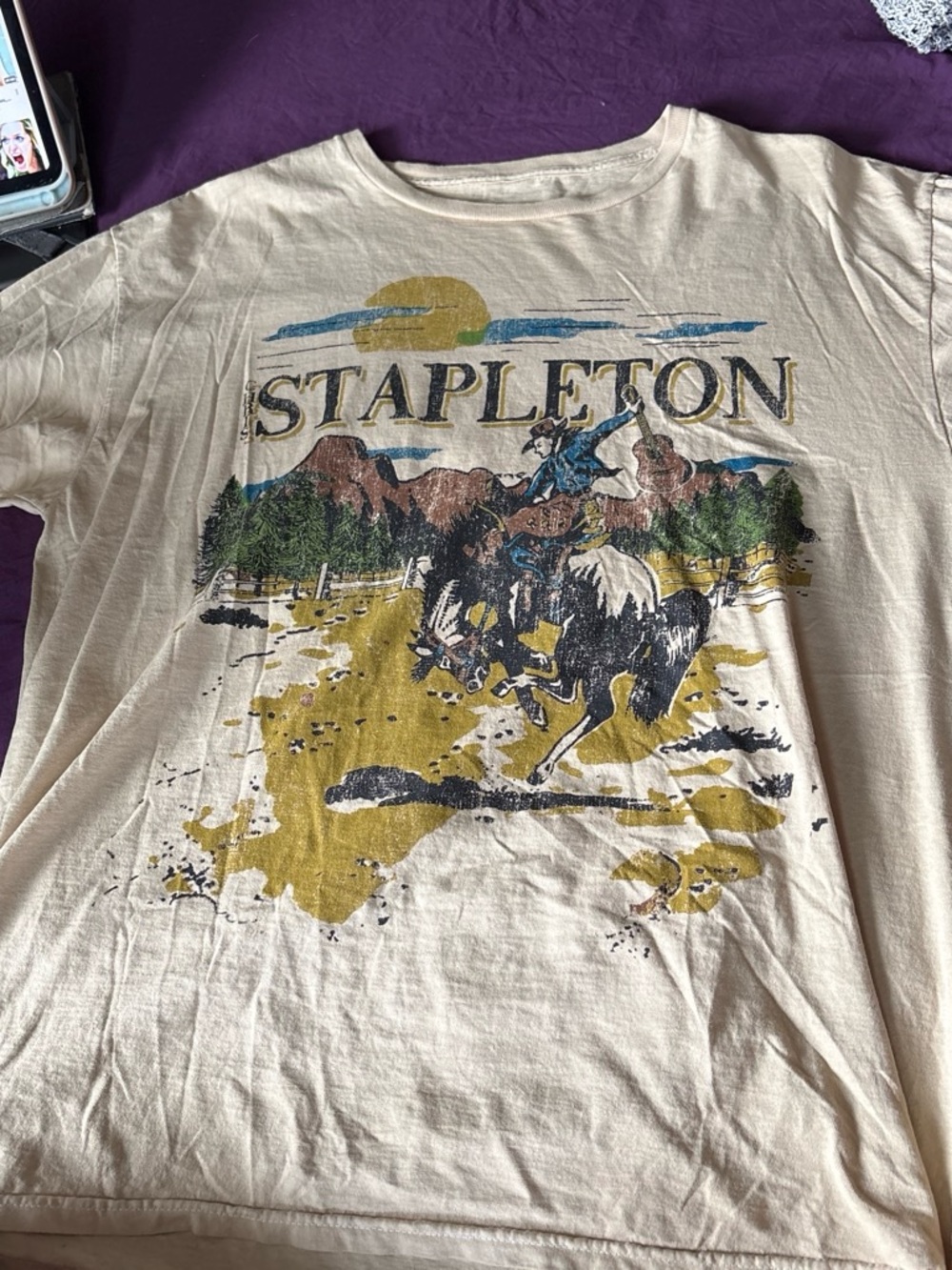 Buckle Cream Stapleton Graphic Tee with Yellow and Blue Print